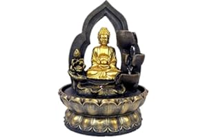 SURPRIZON Buddha Tabletop Waterfall Fountain Fengshui Meditation Relaxing Indoor Decoration, Waterfall Kit with Circular Water Flow for Home, Office, Bedroom Decoration