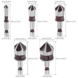 5PCS Countersink Drill Bit Set, Premium HSS