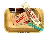 RAW Organic Pre Rolled Cone 32 Pack King Size Combo Includes: RAW Rolling Papers Rolling Tray, RAW Organic 32 Pack of Cones, RAW Loader, Roll with is Doobtube (Small)