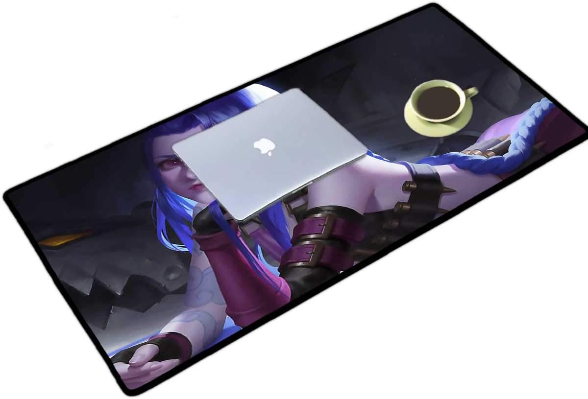 LOL Gaming Mouse Pad XL 16x30 Inch, Jinx Large Extended Gaming Mouse Pads/mats KDA Anime Art Custom Mouse Pads for Computers