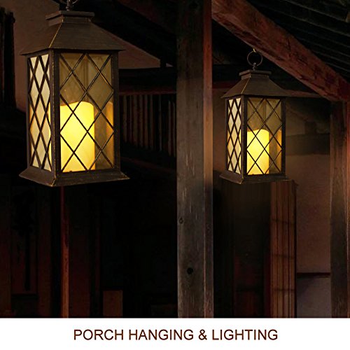 Bright Zeal 14" Tall Bronze Vintage Candle Lantern with LED Candle