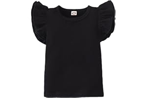 DOAHAPYKER Kids Blouse Plain Ruffle Sleeve Top Toddler Girls Solid Color T-Shirt Baby Girl Cotton Casual Clothes