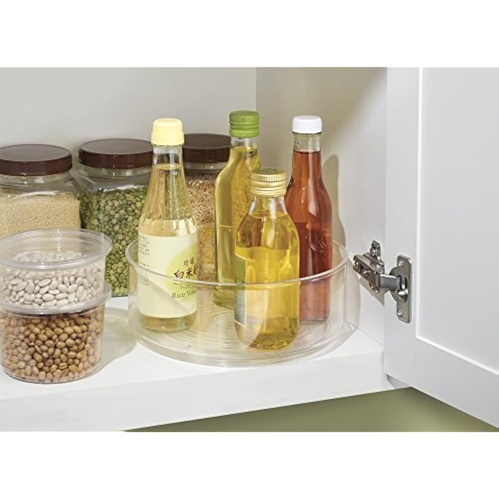 Mdesign Plastic Round Lazy Susan Rotating Turntable Food Storage