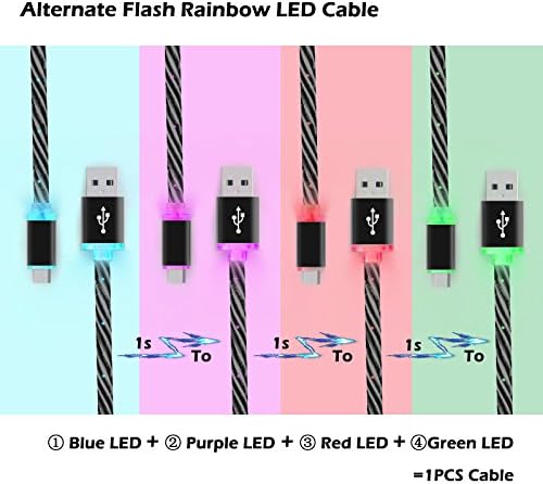 Alternate Flash LED Light UP Micro USB Cable - Cell Phone USB Cable - 3.3 ft - High Speed Sync And Quick Charing USB Cables For Samsung Galaxy Nexus HTC E Book Reader ...(black)