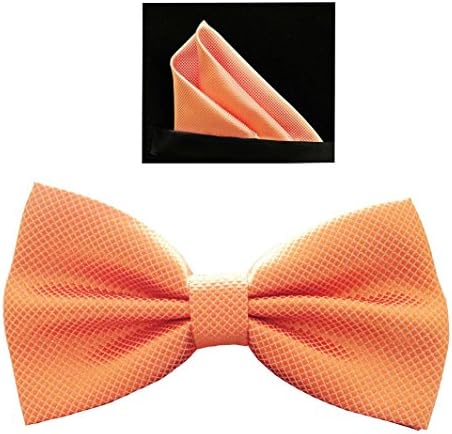 Simpowe Men's Formal Tuxedo Banded Pre-Tied Bow Tie Set (One Size, Orange)
