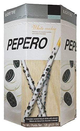 Pepero Chocolate Covered Biscuit Sticks Almond and White Cookie Flavor (White Cookie, 1PK)
