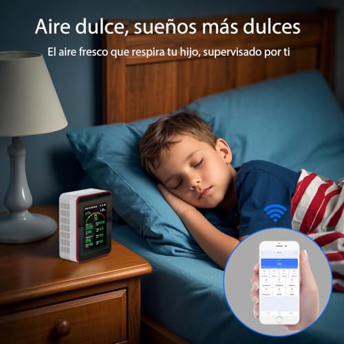 15 in 1 Indoor Air Quality Meter with App - 2 Chip Sensors Accurate CO2,PM2.5/PM10,HCHO,TVOC | Real-Time Alerts and Health Analysis | Easy Read, Ideal for Home, Office