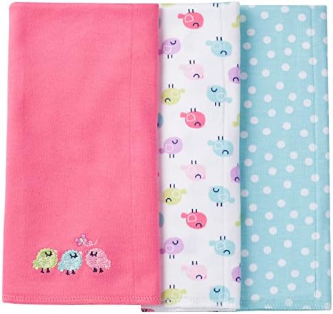 Gerber Clothing Unisex Baby 3 Pack Cotton Interlock Knit Burpcloths, Birds