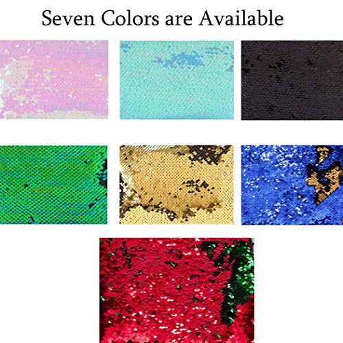Brishow Envelope Type Travel Makeup Bag Portable Clutch Toiletry Bag Cosmetic Makeup Case Mermaid Sequins Organizer Bag with Zipper for Women and Girls (Red+Green)