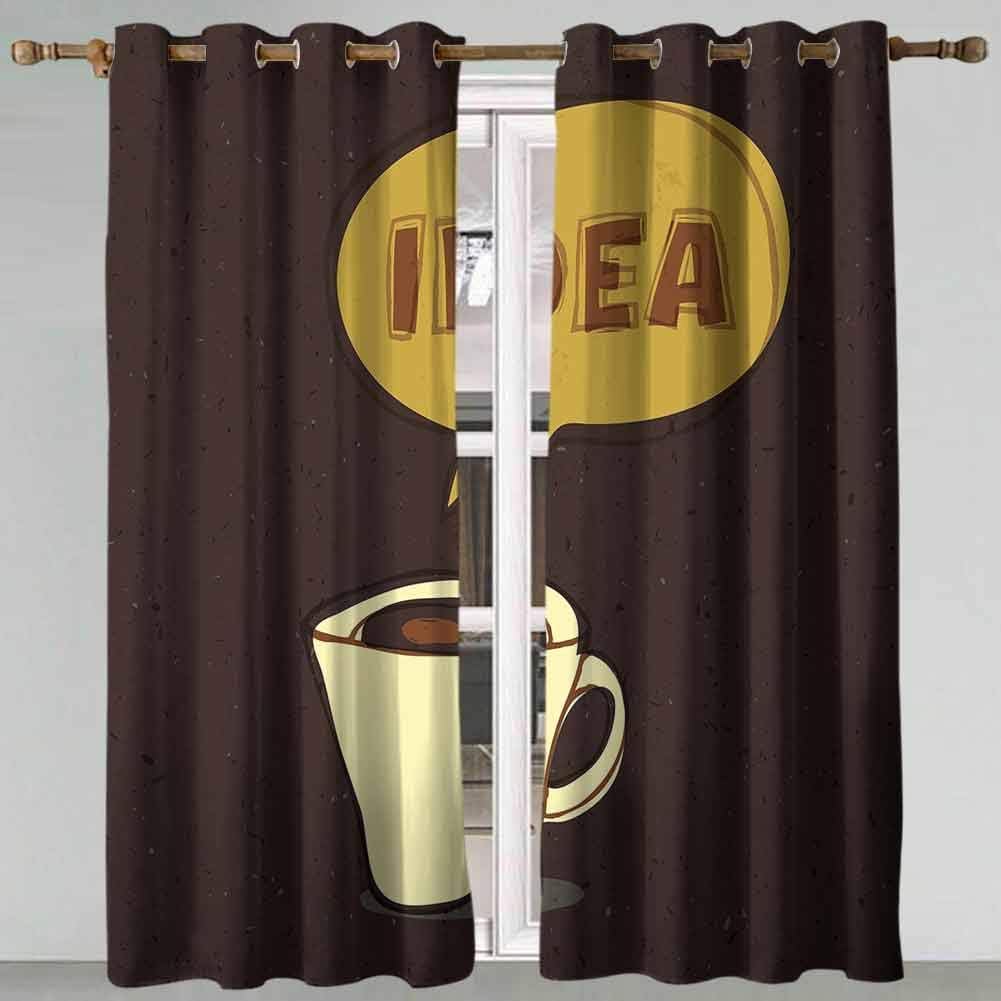 Amazon Com Fanoewi Nursery Curtains Coffee Cup Of Idea Concept Brew Of Creativity And Imagination Sketch Art Dark Brown Mustard Cream Curtain Panel Pair With Grommet Top 72x84 Inch Home Kitchen