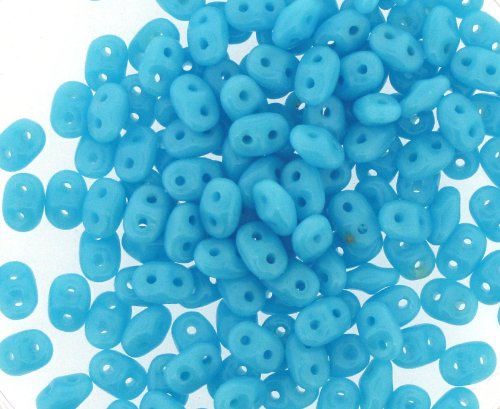 Czech Glass SuperDuo 2-Hole Seed Beads 5.5x2.5mm Turquoise Blue 24 Gram-tube