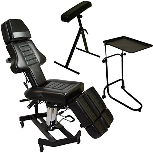 InkBed Tattoo Package: Patented Black Ink Bed, Extra Large Black Double-post Mayo Instrument Tray, Adjustable Arm &amp; Legrest for Studio Equipment
