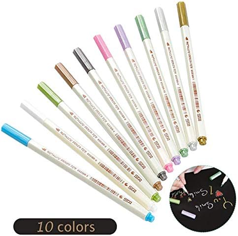 Metallic Marker Pens Set,Color Art Paint Marker for Crafts Photo Scrapbook Album Drawing,Gift Card Making,Adult Coloring Books,Glass, Pottery (10 Colors)
