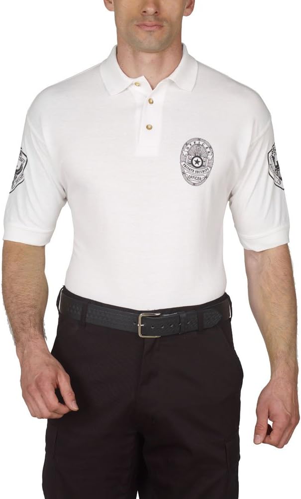 HPU Security Polo Shirt Deluxe 100% Cotton Pre-Shrunk White with Black Letters