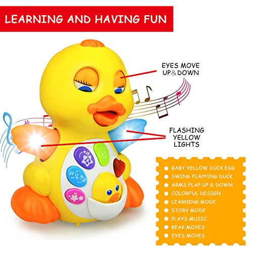 BestFire Musical Dancing and Singing Duck Toy â€“ Walks, Flaps Wings - 6 Songs, Speaking and Sound Effect Modes - Toys Gift for Babies, Toddlers, Kids
