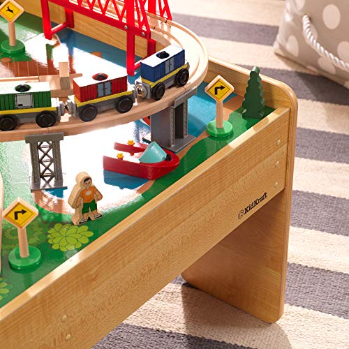 KidKraft 18025 Adventure Town Eisenbahnspielset & Tisch mit EZ Kraft Assembly Bahngleis-Set und Tisch aus Holz… – Bild 7