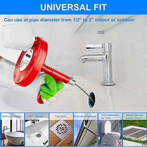 Forlivese Plumbing Snake Drain Auger, 25 Ft Flexible Sink Snake, Pipe