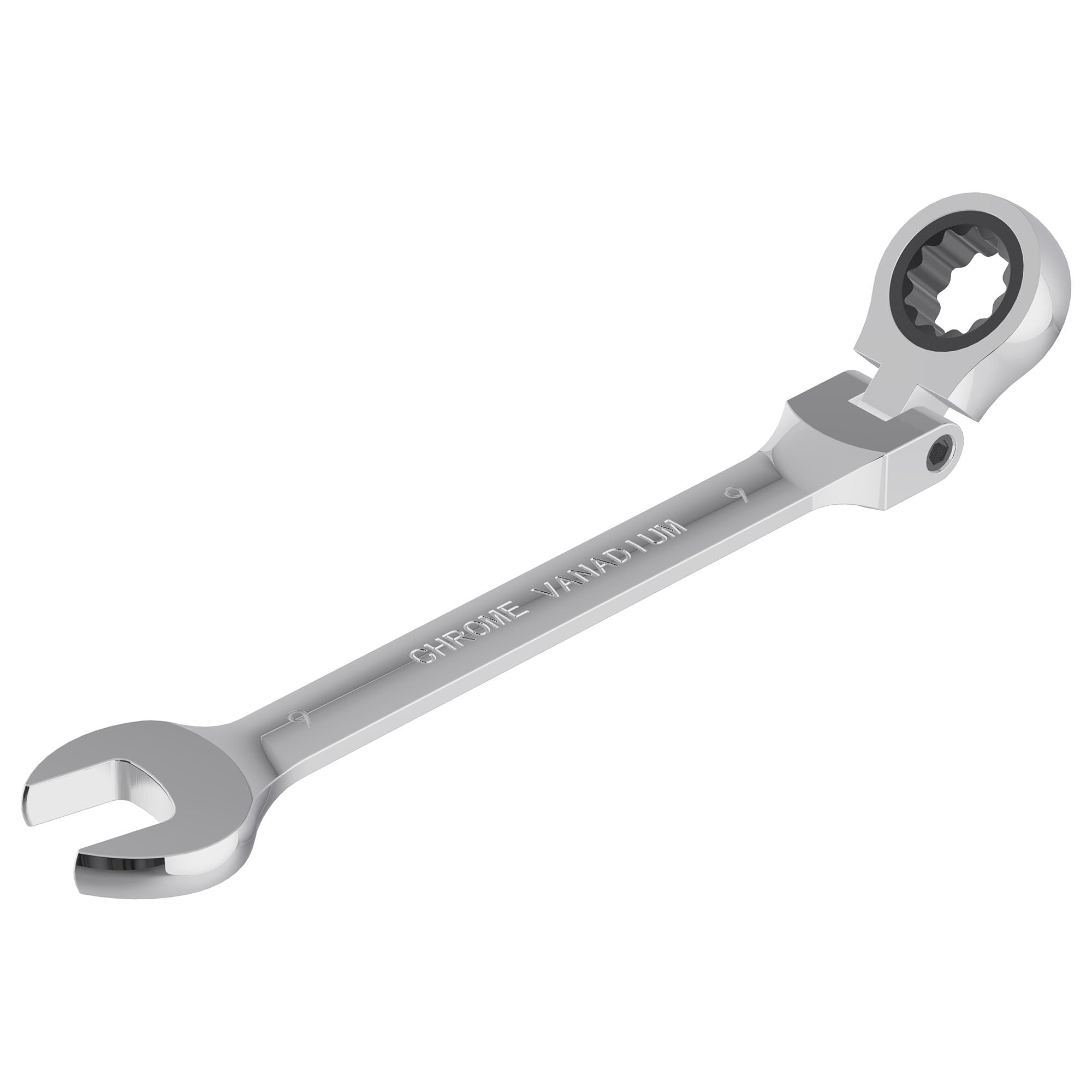FOCMKEAS 9mm Flex-Head Ratcheting Combination Wrench Metric 72 Teeth 12 Point Ratchet Box Ended and Open End Spanner Tools, Flexible Head Gear Wrench, Heat-Treated CR-V
