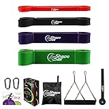 4EverShape Pull Up Assistance Bands, Exercise Bands with Handles and Door Anchor, Resistance Bands for Legs and Butt, Stretch Mobility, Powerlifting and Extra Durable Workout Bands