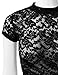 J.TOMSON Women's Mock Neck Floral Embroidery Sheer Lace Crop Top