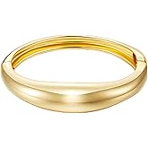 Acekiily Chunky Gold Cuff Bangle Bracelets for Women Trendy Hinged Cuff Open Wide Chunky Bracelet Irregular Minimalist Bangle Jewelry (Gold Style)