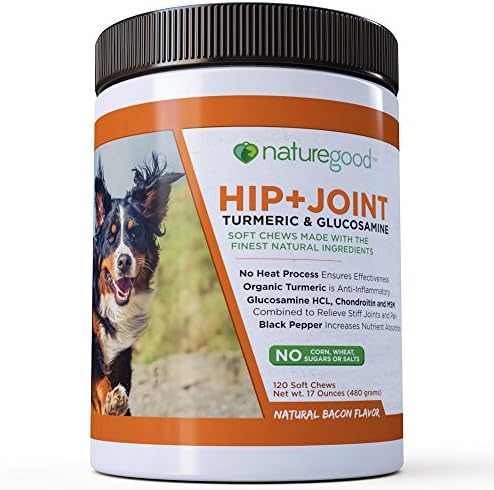 Advanced Glucosamine for Dogs | Hip + Joint | Organic Turmeric, Glucosamine, Chondroitin, and MSM | 4 Gram Soft Chews | Supports Arthritis Pain Relief | Natural Bacon Flavor | 120 Count | Made in USA