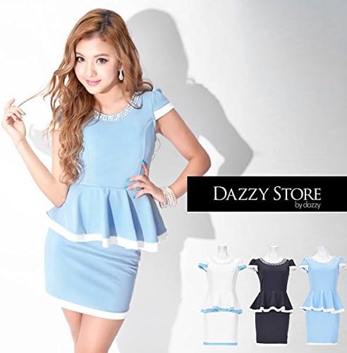 Amazon ノーブランド品 裾パイピングペプラムタイトミニドレス ワンピ Karen着用 レディース 2 ネイビー 服 ファッション小物 通販