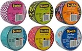 Scotch Brand Craft Weight Duct Tape Designs Multi Pack Bundle 6-Rolls Each Roll 1.88 Inches Wide by 10 Yards Long (Multi 19)