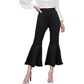 GUOLEZEEV Women High Waisted Flare Pants Solid Color Fashion Pleated Bell Bottoms(7 Colors)