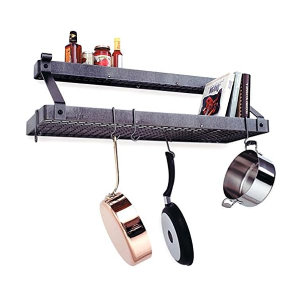 Enclume Premier Deep Bookshelf Wall Pot Rack, Stainless Steel, 36