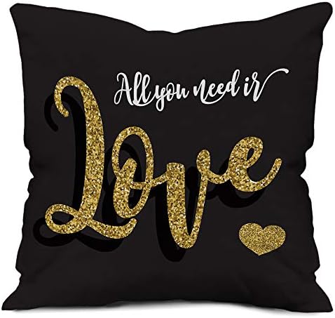 Gemshop All You Need is Love Text Printed Micro Satin Cushion Cover with Filler Valentine's Special Cushion