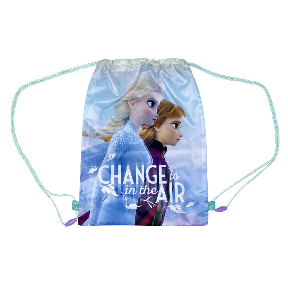 CARTOON Kids Sack Drawstring Bag Front Pocket School Gym Leisure Bag, Frozen, 40 x 30 cm
