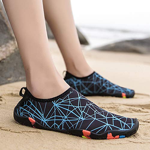 Benkii Mens Womens Water Shoes Quick Dry Barefoot for Yoga Swim Diving Surf Aqua Sports Pool Beach £¨Blue net 42