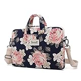 Canvaslife White Rose waterproof Patten Canvas Laptop Shoulder Messenger Bag Case Sleeve for 11 Inch 12 Inch 13 Inch Laptop and 11/12/ 13