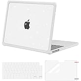 MOSISO Compatible with MacBook Air 13 inch Case 2026 2025 2024 2023 2022 M4 A3240 M3 A3113 M2 A2681, Glitter Hard Case with TPU Bumper&Keyboard Cover&Screen Film for MacBook Air 13.6, Transparent