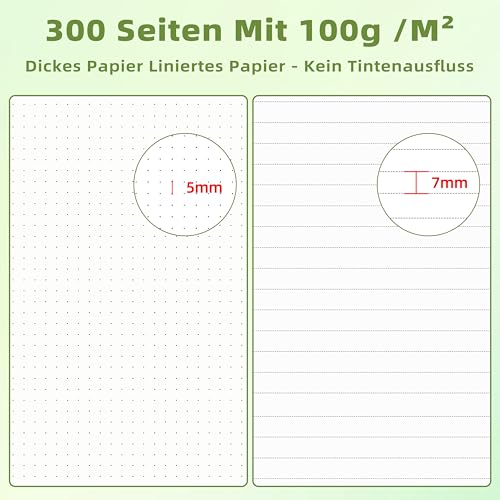 Mlife B5 Dotted Notebook with Tree of Life Design,300 Pages,100 G/M² Dotted Paper,PU Cover,Elastic Band,Pencil Holder,3 Bookmark,For Women And Men,14.6 X 21.3 CM-Greenish Blue