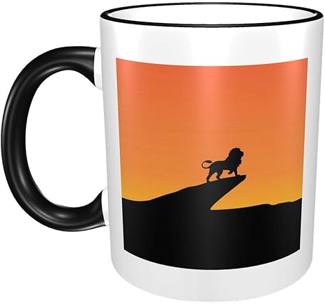 Amazon Co Jp マグカップ おしゃれ セラミック マグカップ 白 無地 330ml レンジ対応 エスプレッソカップ 面白 プリント ライオンキングパターン カップ ホーム キッチン