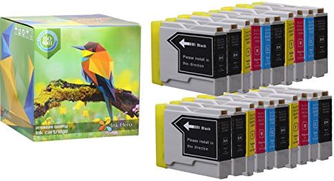 Ink Hero 20 Pack Ink Cartridges for Brother LC-51 DCP 130C 330C 350C 750CW Intellifax 1360 1860C 1960C 2480C 2580C MFC 230C 240C 3360C 440CN 465CN 5460CN 5860CN 665CW 685CW 845CW 885CW Printer Inks