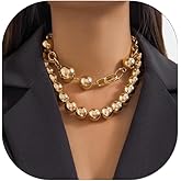 Titayen Chunky Ball Necklace for Women Ball Choker Necklace Large Exaggerated Chunky Chains Jewelry