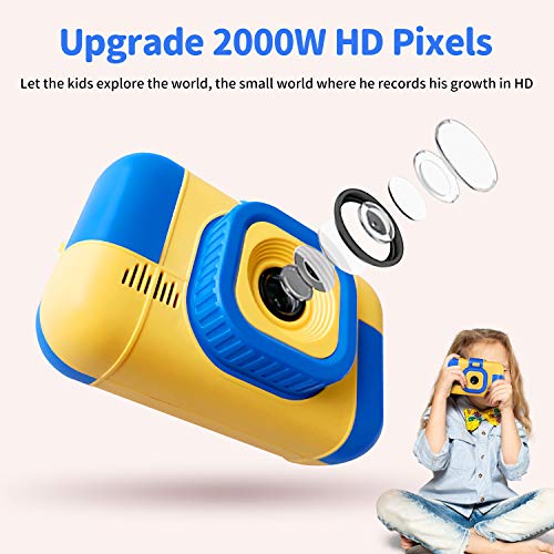 Uverbon Kids Digital Camera 1080P FHD Video 24MP Rechargable Toy Cameras Children Camcorder for Girls Boys 3-8 Years Old Birthday Christmas New Year Gift
