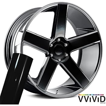 VViViD Auto Rim Air-Release Adhesive Vinyl Wrap 24 Inch x 30 Inch 4 Sheet Pack (Gloss Black)