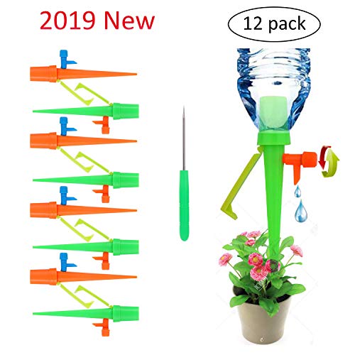 YOUknow Plant Waterer, 12 pcs Self Watering Spike Slow Release Vacation Plants Watering System, Automatic Watering Devices with Control Valve Switch for Outdoor Indoor Plants Tree