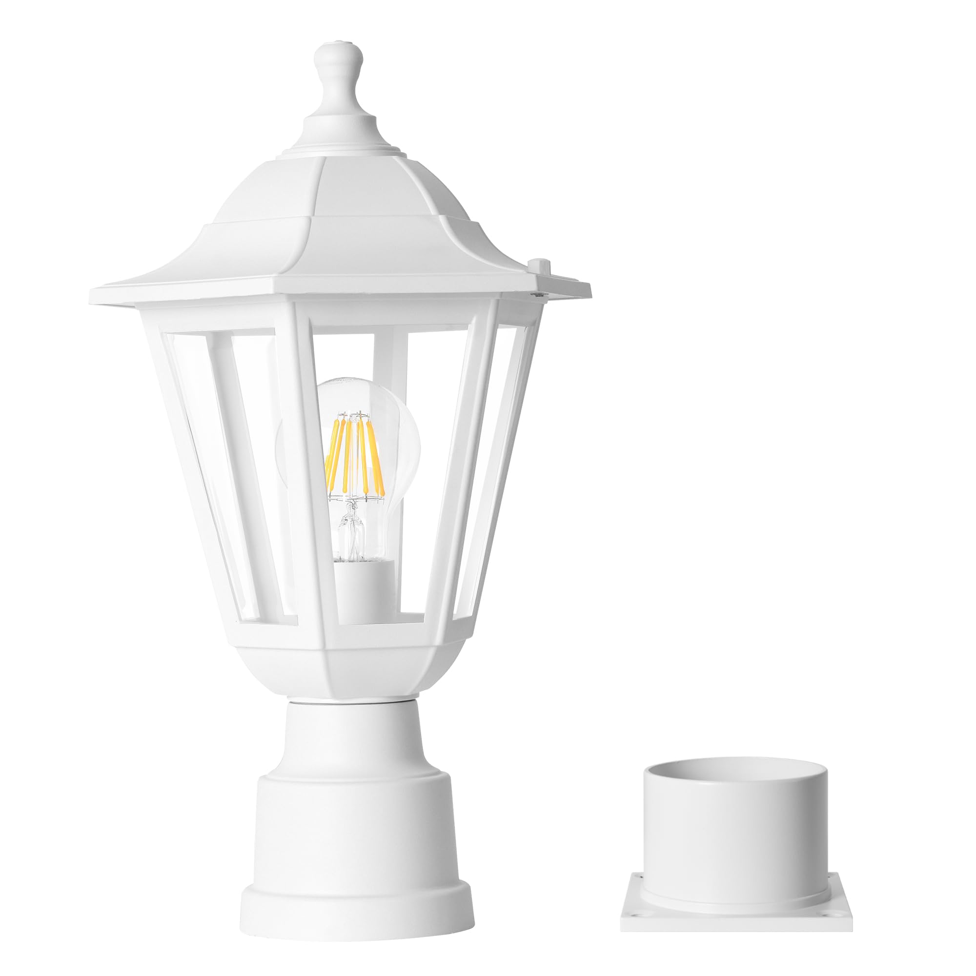 Photo 1 of FUDESY Outdoor Post Light, Outdoor White Lamp Post Light Fixture with Pier Mount Base, Waterproof Pole Light Fixture with E26 Socket, Exterior Lamp Post Lantern for Garden Yard Patio Pathway