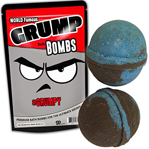 Giant Grump Bath Bombs XL Bath Balls Funny Bathbombs for Men Blue and Black Bath Fizzers Fun Old Man Gags Stocking Stuffers for Dads Grandpa Gags 2 Pack