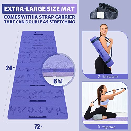 Instructional Yoga Mats with 150 Fadeproof Poses Printed on It 24