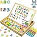 JQP XL Wooden Magnetic Letters Numbers Animals Set |16’’ x 12’’ inch | 151 Pcs | Whiteboard and Blackboard Writing Reading Drawing Whiteboard Blackboard | Learning Wooden Puzzle | 3 to 6 Years Old