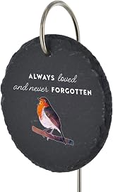 Global Designs Robin Grave Stick Marker Memorial Slate 25x11cm view 2