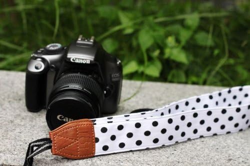 YYMIAO Top Quality Soft Cotton Polka Dots Print Universal Adjustable Camera Camcorder Shoulder Neck Strap Belt with Harness Adapter Fits