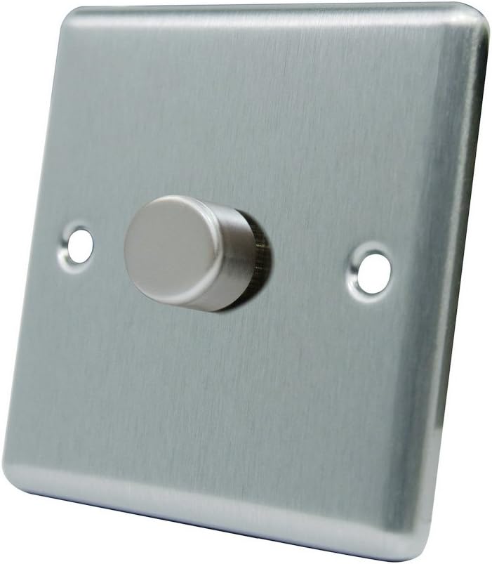 AET CSC1GDIM40 10 A 400 W 1-Gang 2-Way Satin Finish Chrome Classical Single Light Dimmer Switch, Silver, 1 Count