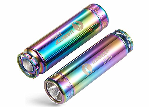 LUMINTOP Elfin Rechargeable LED Flashlight — Gold Plating Flame Figured Stainless Steel Body with Cree XP-L V5 LED Powered by A CR123A or RCR123A Battery (Both Not Included) for EDC and Everyday Use